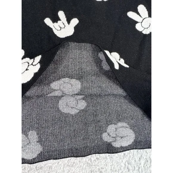 Puella Knit Soft Skirt Womens Black & White W/Character Hand Gesture Print - Picture 6 of 7